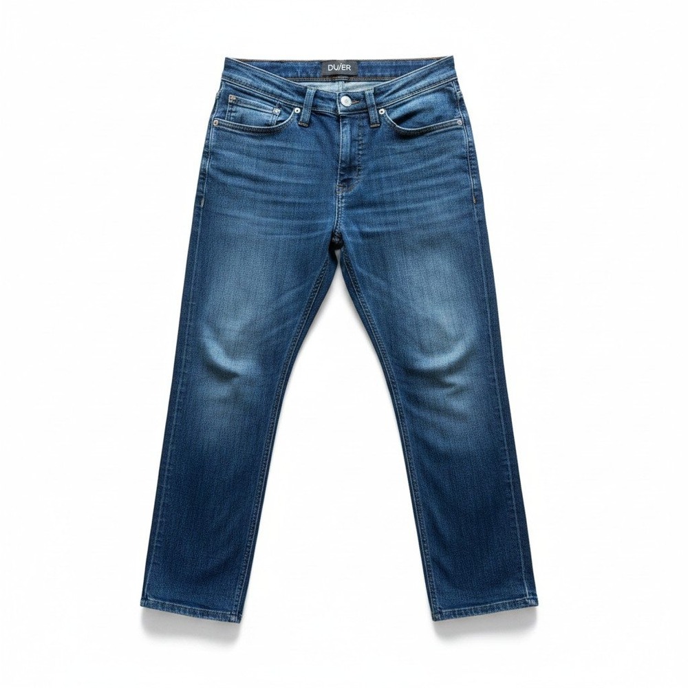 DU/ER Performance Denim Slim Straight Jeans Medium Wash Blue 30x26 Men Tailored